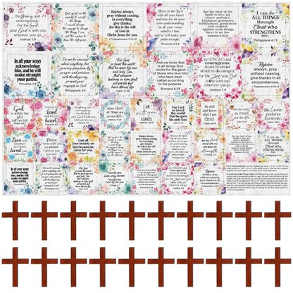 Fanfanwin 38 Sets Prayer Quilt Squares with Crosses, Flower, Brown - color: Brown, style: Flower