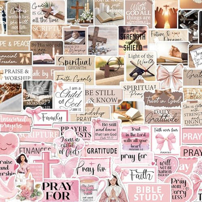 Prayer Board Stickers Supplies - 100 Pcs Inspirational Prayer Vision Board Stickers, Motivational Christian Water Bottle Sticker, Waterproof Vinyl Scrapbook Decals for Laptop Journaling - style: Inspirational Prayer Vision Board