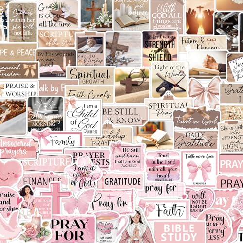 Prayer Board Stickers Supplies - 100 Pcs Inspirational Prayer Vision Board Stickers, Motivational Christian Water Bottle Sticker, Waterproof Vinyl Scrapbook Decals for Laptop Journaling - style: Inspirational Prayer Vision Board