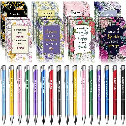 Funrous 32 Pcs Mini Notebooks with Pens Adults Party Favors, Motivational - style: Motivational