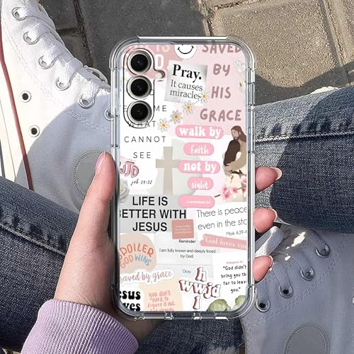 Jesus Christian Case for Samsung Galaxy S26 Plus,Aesthetic Bible Verse Quotes Collage,Trendy Cool Soft TPU Bumper Cover for Samsung Galaxy S26 Plus - color: Religion