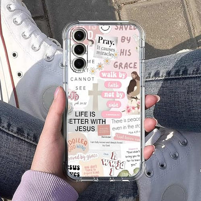 Jesus Christian Case for Samsung Galaxy S26 Plus,Aesthetic Bible Verse Quotes Collage,Trendy Cool Soft TPU Bumper Cover for Samsung Galaxy S26 Plus - color: Religion