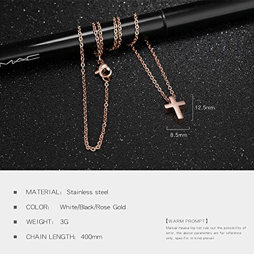TEMICO Tiny Simple Cross Pendant Necklace for Children Boys Girls Teenage - color: Black
