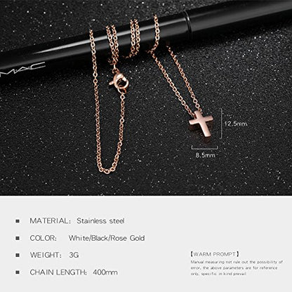 TEMICO Tiny Simple Cross Pendant Necklace for Children Boys Girls Teenage - color: Rose Gold