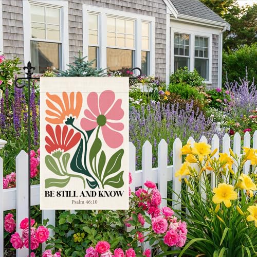 Be Still and Know Psalm 46:10 12 x 18 Inch Floral Garden Flag - color: White 4