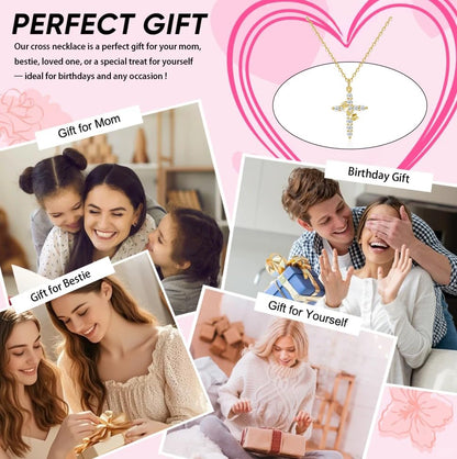 14K Gold Plated Cross Necklace for Women, Christian Jewelry - style: 1-Crown