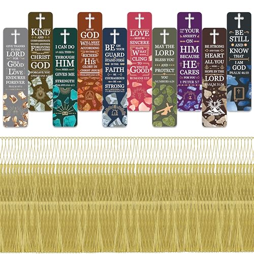 100 Pieces Paper Bible Verse Bookmarks with Tassels and Storage Box – Christian Religious Bookmarks Bulk with Scripture Quotes for Church, Reading Lover, Men, Women, Kids, Inspirational Faith Gifts