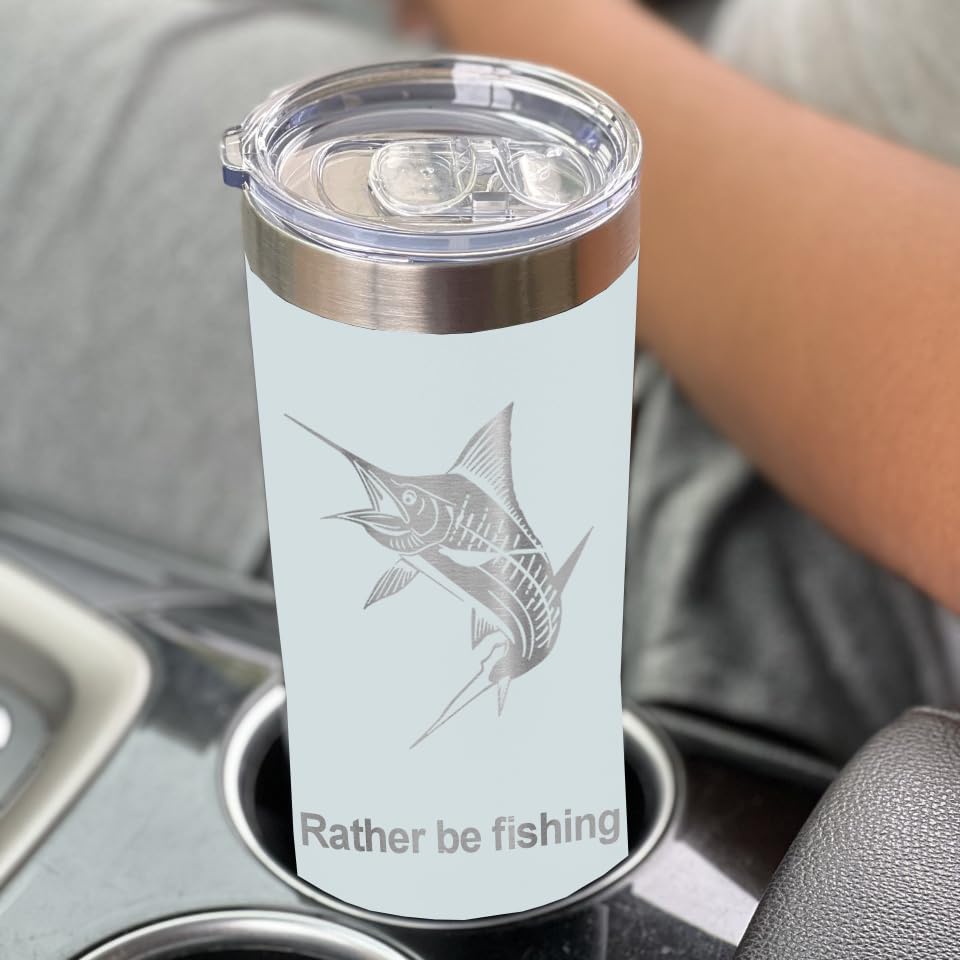 LaserGram Personalized 22oz Skinny Tumbler, Christian Cross (Light Blue) - color: Light Blue