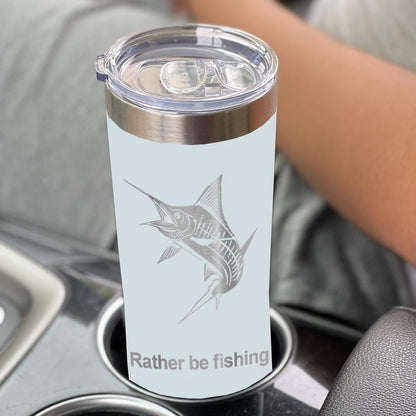 LaserGram Personalized 22oz Skinny Tumbler, Christian Cross (Light Blue) - color: Light Blue