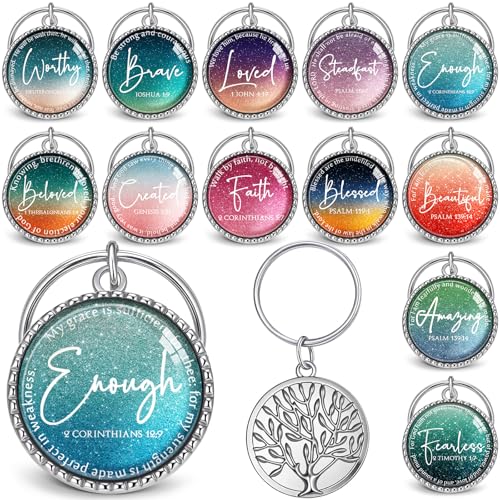 Equsion 36 Pcs Christian Keychain Bulk Mini Bible Keychains, Gradient - color: Gradient
