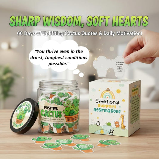 Positive Cactus Jar with 60 Daily Affirmation Cards, Emotional Support Plant Cactus Gifts, Stress Relief, Motivational Gift, Cactus Plushies, Mini Plant Toy Decor, Funny Gifts for Women, Positive Toy - color: Positive Cactus