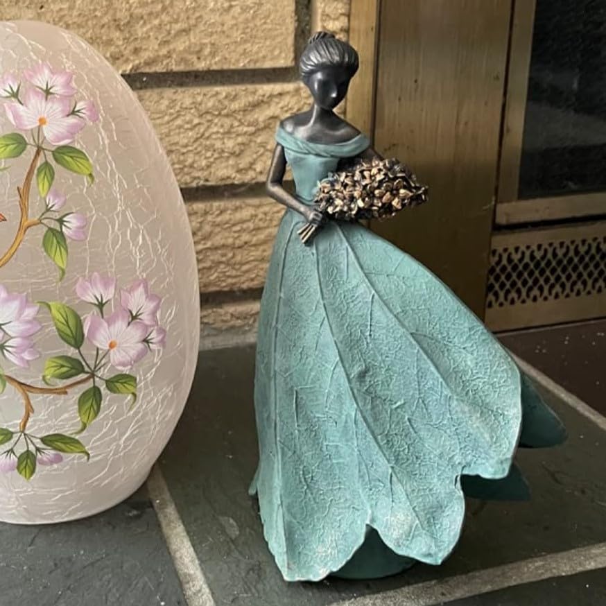 Guichifun Fairy Statue Leaf Angel Girls 7.5 x 4.5 x 11.5 Inch - color: Green-flower, size: Large