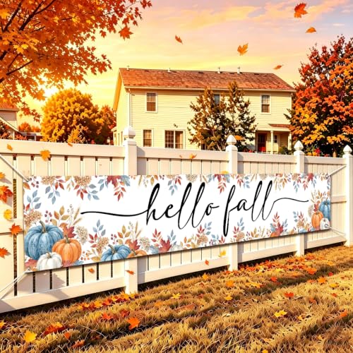 Fall Banner Happy Fall Yard Banner Pumpkin Sunflower Outdoor Decor - color: Hello