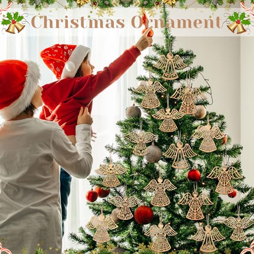 Halloscume 36 Pcs Christmas Wooden Angel Ornaments, Vintage,Classic Style - style: Classic