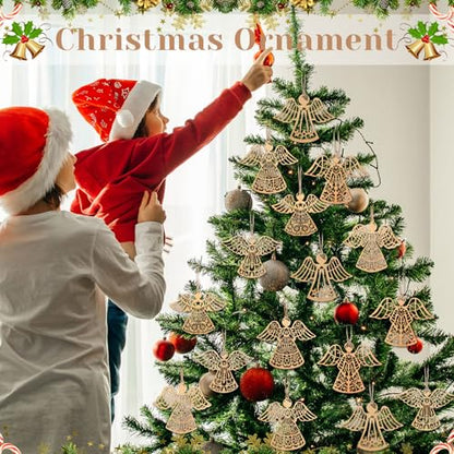 Halloscume 36 Pcs Christmas Wooden Angel Ornaments, Vintage,Classic Style - style: Classic