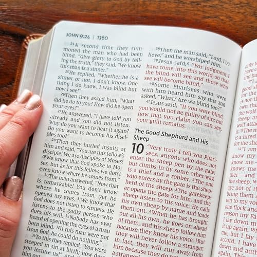 Personalized NIV Personal Size Bible – Large Print Brown Leathersoft Faux Leather | Custom Name Engraved | Red Letter Comfort Print Edition with Ribbon Markers & Portable Design (Brown Rose Blessed is She)