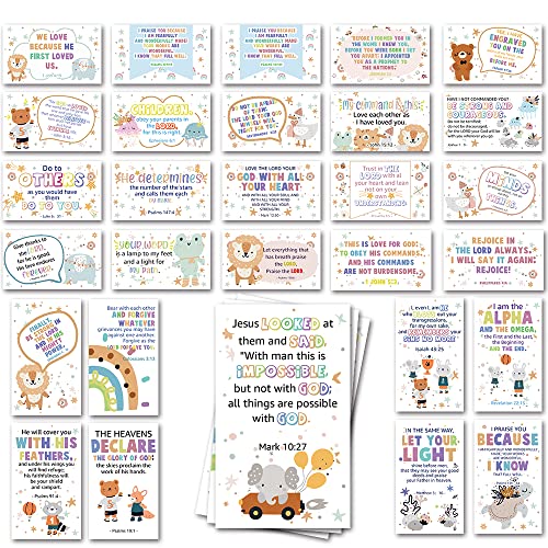 60 Mini Prayer Scripture Cards with Assorted Bible Verses for Children’s Bible Studies Encouragement Cards for Kids Child, Inspirational Religious Christian Gifts for Family Children (JRM065) - color: Lovely Animals