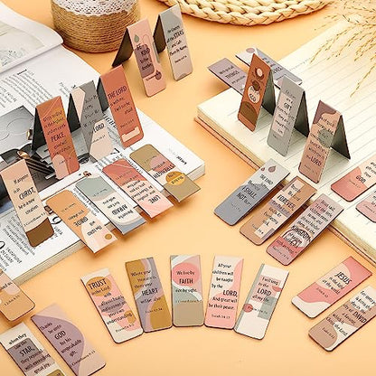 Chinco 30 Pcs Magnetic Bookmarks Christian Bookmarks Bulk Bible Verse Inspirational Scripture Page Clips for Women, Childrens, Kids, Teachers, Mothers Day, Church Supplies, School Gifts (Boho)