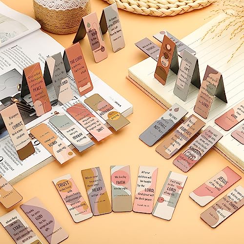 Chinco 30 Pcs Magnetic Bookmarks Christian Bookmarks Bulk Bible Verse Inspirational Scripture Page Clips for Women, Childrens, Kids, Teachers, Mothers Day, Church Supplies, School Gifts (Boho)