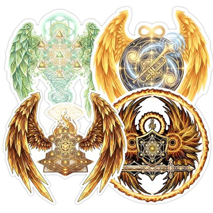 [4PCS] St Michael Sticker Archangel 4 Pack Symbol of Protection and Faith - color: Archangel Sticker