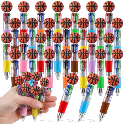48 Pack Basketball Party Favors Bulk - Multicolor Mini Pens, Classroom Prizes, Goodie Bag Stuffers Supplies - color: Basketball Multicolor