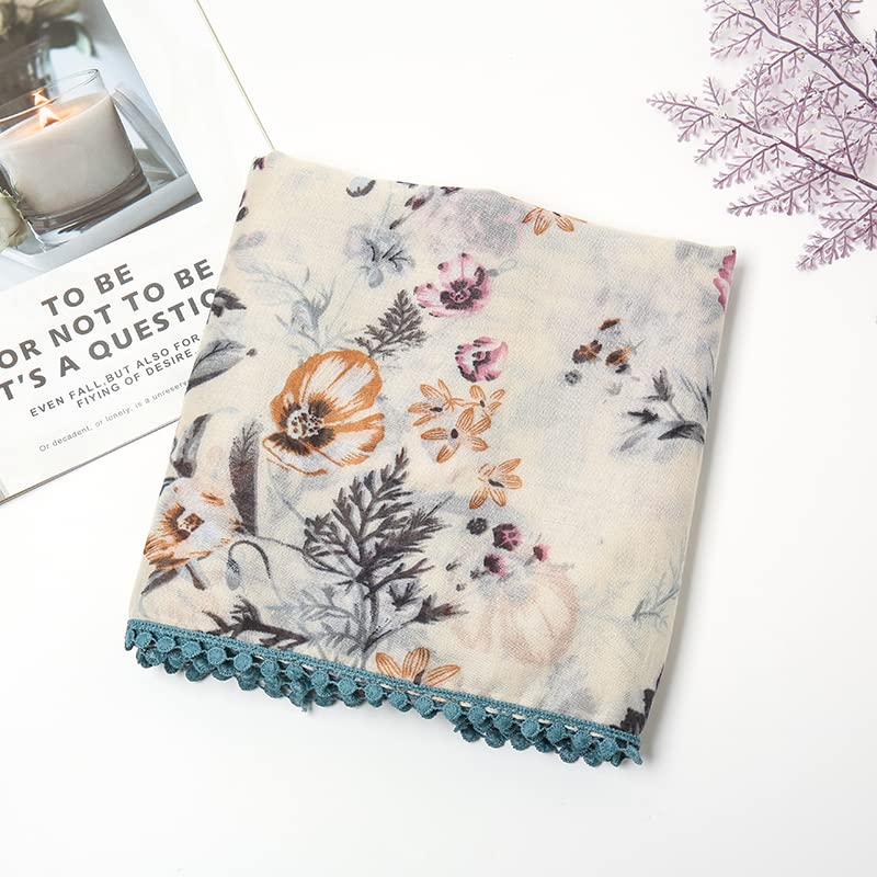 Yeieeo Boho Scarf for Women Lightweight Floral Printed Scarf Fall Winter Fashion Fringed Shawl - color: Floral 25