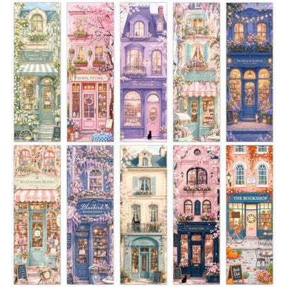 50 Pcs European Bookstore Bookmarks Gift Book Marks for Book Lover - color: European Bookstore