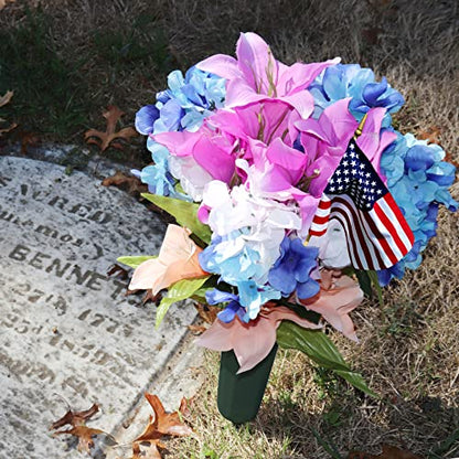 Memorial Floral Vase 7-Inch with 3 Inch Stakes (6 Pack) | In Ground Cemetery Vases