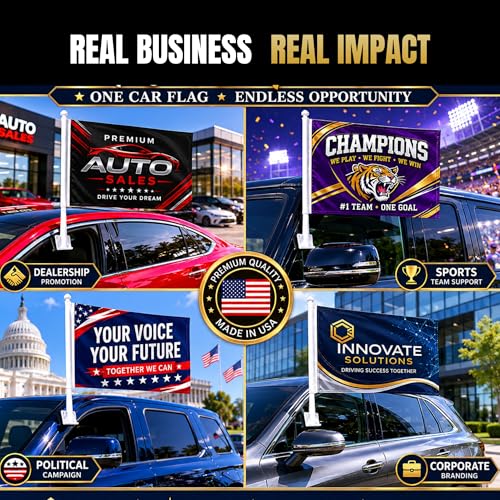 Custom Car Flag Pole by BCB Personalized Flag Banner Printed in USA - color: Car Flag