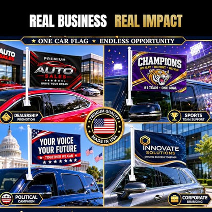 Custom Car Flag Pole by BCB Personalized Flag Banner Printed in USA - color: Car Flag