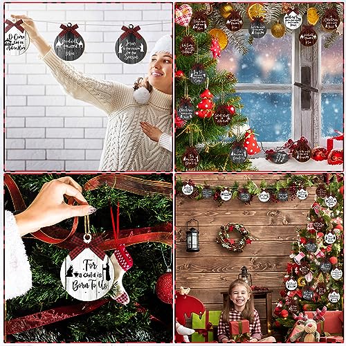 Soaoo 36 Pcs Christmas Nativity Ornaments, Winter Wood Tree Decor, Fresh - style: Fresh