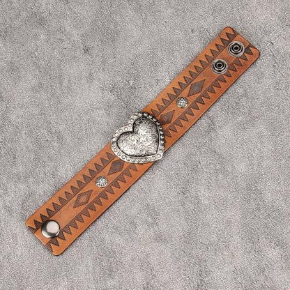 Jeilwiy Punk Rock Gothic Black Rivet Leather Spiked Necklace Collar Neckband Leather Choker Necklace for Women Mom Gifts Adjustable - color: 04 Leather Cuff Bracelet Brown