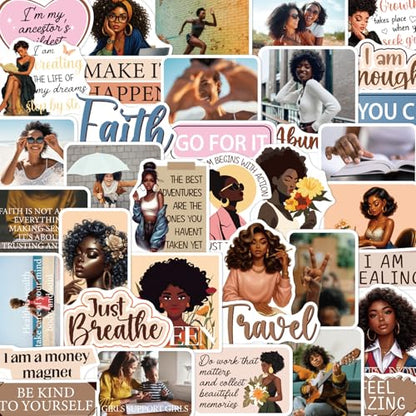 100 Pcs Black Women Motivational Stickers, Vision Board Supplies - style: Inspirational Black Women