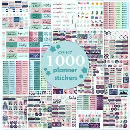 Planner Stickers - Set of Over 1,000 Planner Stickers - 20 Sheets of Colorful Stickers - Busy Bee Planners