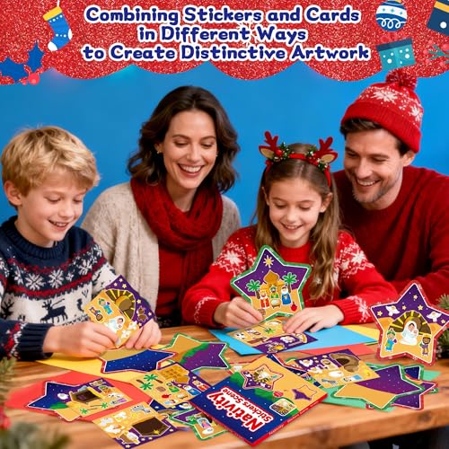 CY2SIDE Christmas Nativity Star Scene Sticker - 12 Set Jesus Birth Christian Sticker for School Reward, Make a Christmas Holy Night Stickers Scene for Classroom Activity Xmas Party Supplies - style: Nativity star