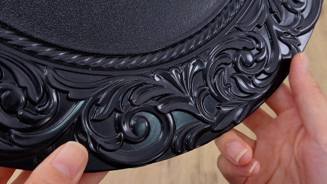 Uiifan 50 Pcs Black Charger Plates Bulk 13'' Antique Plastic Chargers - color: Black