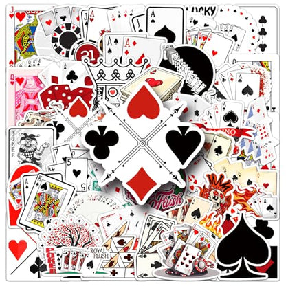 50PCS Poker Card Stickers, Waterproof Vinyl Decals, Casino Themed Stickers for Water Bottles, Laptops, Scrapbooking（Playing Cards） - color: Playing Cards