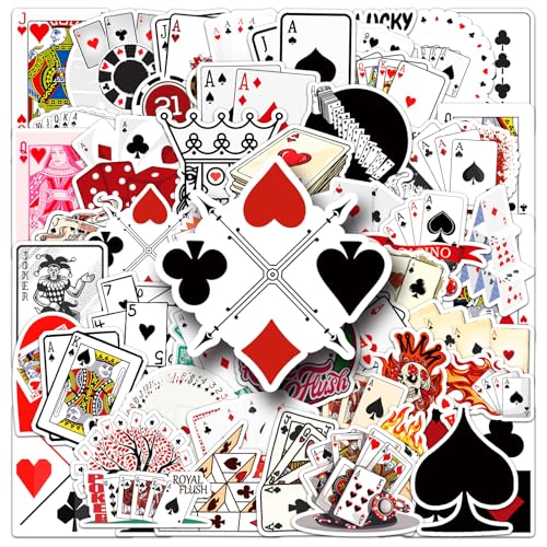 50PCS Poker Card Stickers, Waterproof Vinyl Decals, Casino Themed Stickers for Water Bottles, Laptops, Scrapbooking（Playing Cards） - color: Playing Cards
