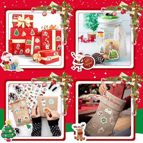 LINAYE 24 Sheets Christmas Stickers for Kids, 1570 PCS Adhesive Christmas Stickers Bulk Cute Goodie Bags Basket Stuffers Party Favors for Kids - style: Christmas 24 Sheets