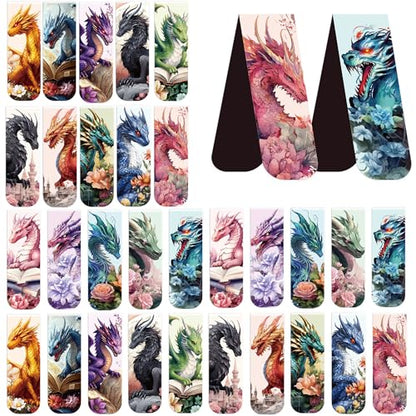Dragon Floral Magnetic Bookmarks, Book Marks for Men and Teen Readers - style: Dragon