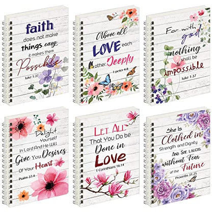Qeeenar 6 Pcs Christian Spiral Notebook for Women Prayer Journal