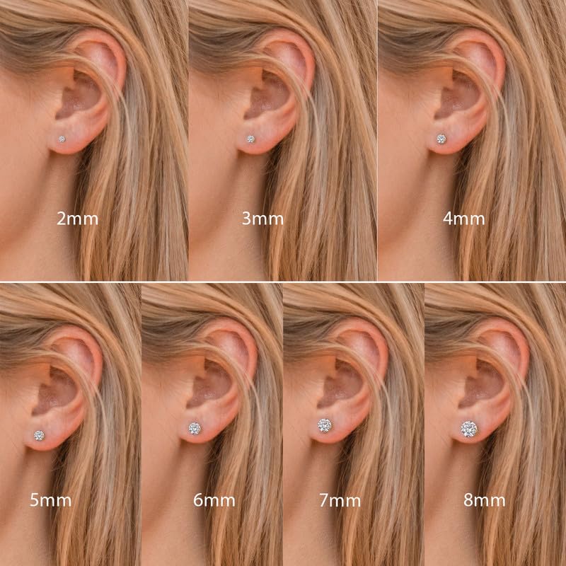 Titanium Earrings Push-in Threadless Flat Back Stud Earrings for Women Men, Cartilage Earring Hypoallergenic Cubic Zirconia Earrings Studs for Helix Tragus Piercing Jewelry - color: Silver-2mm