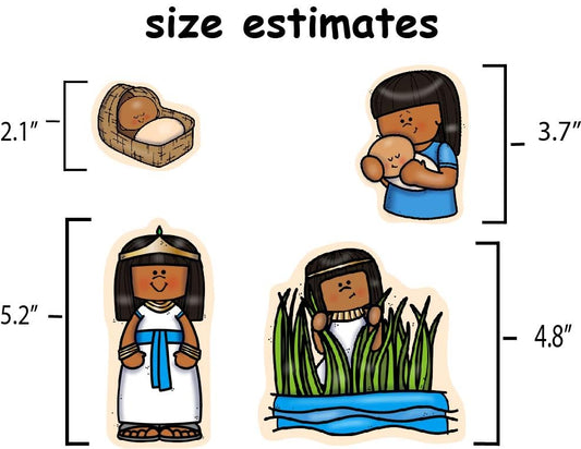 Baby Moses Felt Figures for Bible Flannel Board Stories 11 Precut Figures Story Guide Activity Pages Made in USA
