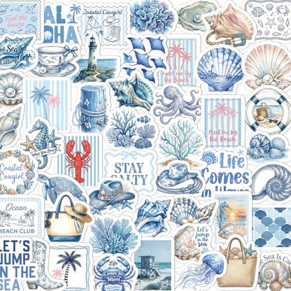 50 Pcs Beach Coastal Granddaughter Stickers Blue Ocean Decals - style: Beach Coastal