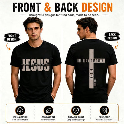Christian Shirts for Men Jesus T Shirt The Way The Truth The Life Shirts - color: Green, size: 3X-Large