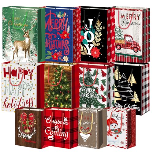 WLUSEAXI 12 Pack Assorted Sizes Bags with Handle Bags for Kids, Xmas Party Favors (Black) - color: Black