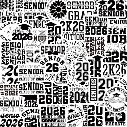 Senior 2026 Graduation Stickers - 50 Pcs Class of 2026 Stickers for College, Graduation Decal for Journal Scrapbook Water Bottle Card Laptop, High School Senior Party Decor Supplies - style: Senior 2026 Graduation