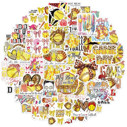 100 Pcs Softball Stickers, Game Day Softball Mom Sports Stickers - color: Softball Game Day