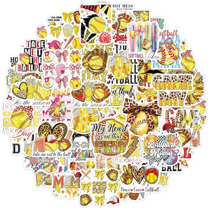 100 Pcs Softball Stickers, Game Day Softball Mom Sports Stickers - color: Softball Game Day