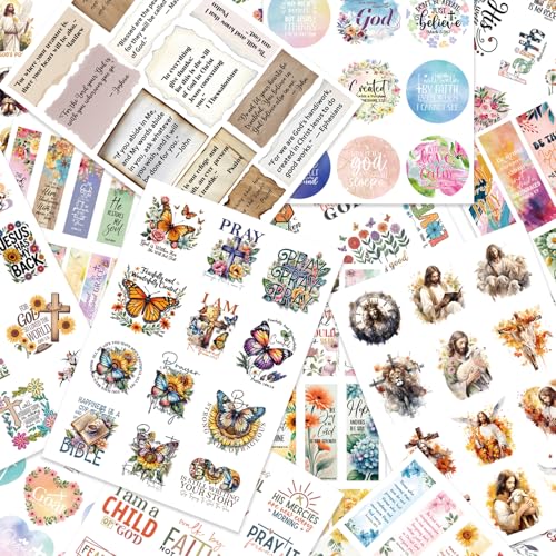 PRSTINCOL Bible Verse Stickers Book, 28 Pages 353 Pcs Religious Scripture Journaling Supplies for Women Water Bottles Journals - color: Bible Story